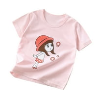 Holloyiver Toddler Baby Boys Girl Summer Short Leste Cartoon Print Тениска с тениска кръгла шия
